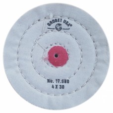 Grobet USA White Calico Buff - Stitched - 4" x 30ply (10mm) - Single